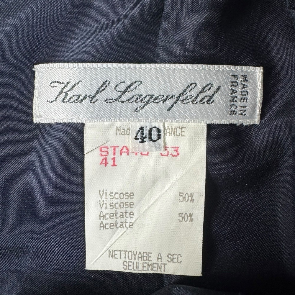 Vtg Karl Lagerfeld France Navy Blue Pencil A-Line Skirt‎ Sz 40 US 8 - Picture 2 of 5